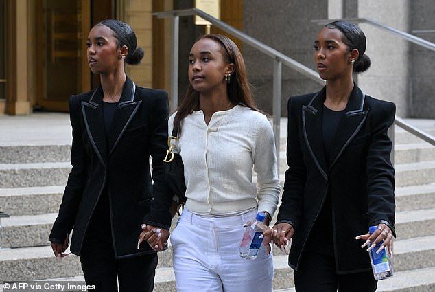 Combs's kids – sons Quincy, 33, Justin, 30, and Christian, 26, and daughters Chance, 18, and twins D'Lila and Jessie, 18 – have paraded into the courthouse seemingly dressed for the Grammy Awards. (Pictured: Jessie, Chance and D'Lila Star Combs).
