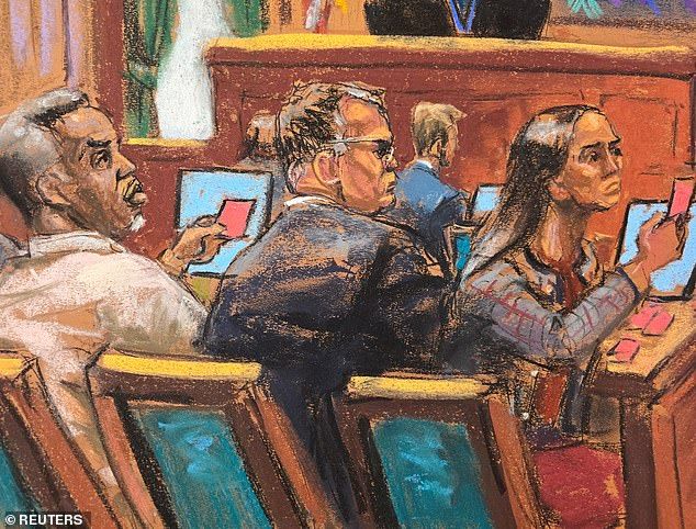 Special Agent Yasin Binda testified later Friday to what the feds discovered in room 2115 at the Park Hyatt Hotel on September 16, 2024, the day Combs was taken into custody following an indictment from a grand jury (pictured: Sean 'Diddy' Combs (left) an
