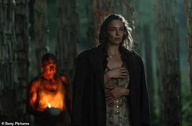 Jodie Comer has admitted she was 'scared' while filming new zombie thriller 28 Years Later [pictured in the film]