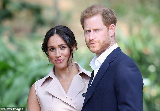 The call, which was published online, gave an extraordinary insight into his state of mind during Megxit. Harry and Meghan Markle are pictured in October 2019