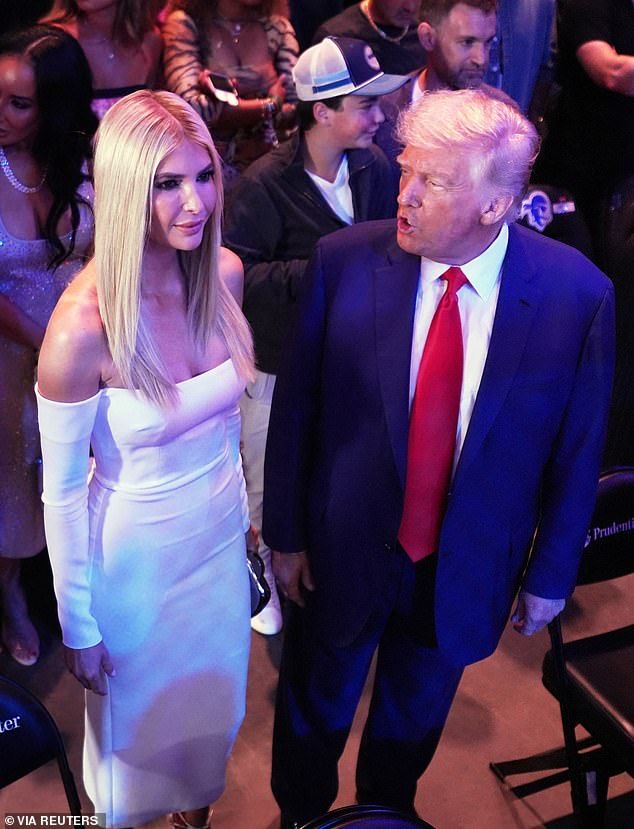 Ivanka flaunted her incredibly thin frame for the outing, donning a long, tight white dress and white strappy sandals