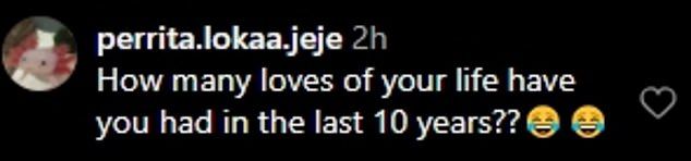 'How many loves of your life have you had in the last 10 years??' an Instagram user shared, whole one added, 'Im happy for you bro but you have said that about all your past relationships'