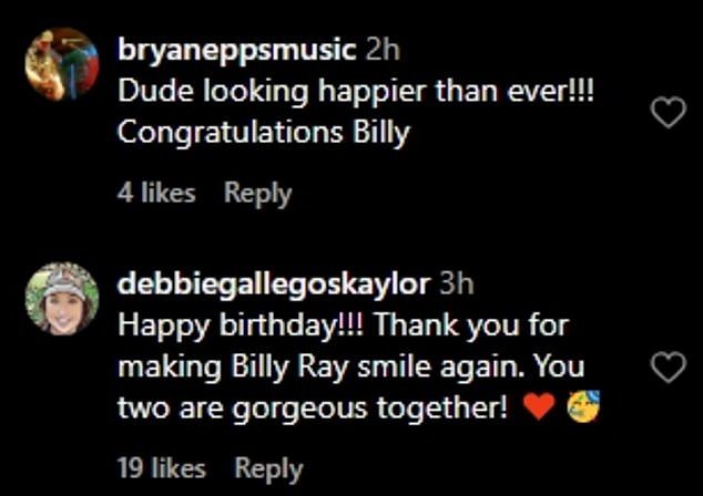 But others had differing opinions as another commented, 'Dude looking happier than ever!!! Congratulations Billy'