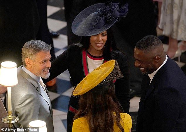 Idris Elba and his wifeSabrina Dhowre with George and Amal Clooney at the wedding