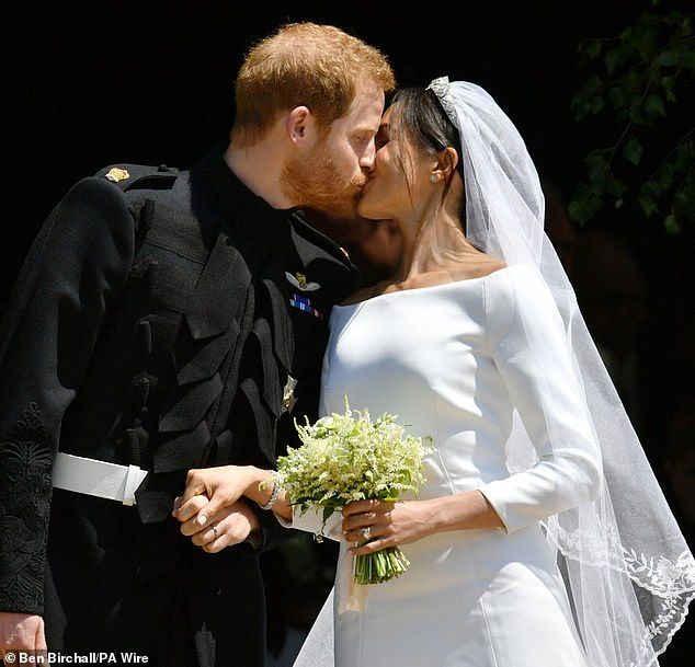 Prince Harry and Meghan kiss outside St George's Chapel on their wedding day.It was the celebrity event of the year when the couple said 'I do' in May 2018