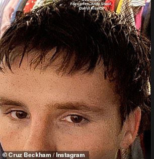On Monday younger brother Cruz, 20, showed his support for his mum amid the family feud as he debuted a dramatic makeover which channelled the designer's 'Posh crop'