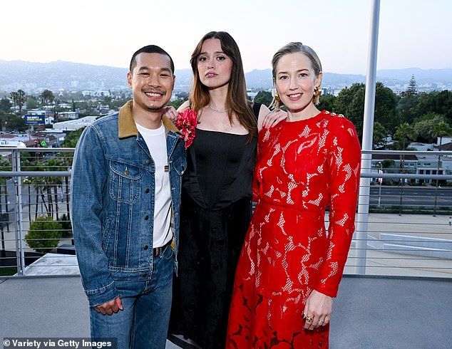 Aimee posed with Tayme Thapthimthong and Carrie Coon