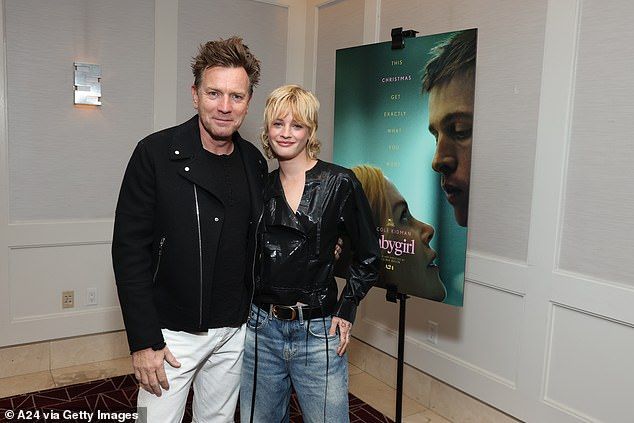 Esther recently admitted that she 'lived and breathed' film sets while growing up with parents Ewan McGregor and Eve Mavrakis (pictured wit Ewan in November 2024)