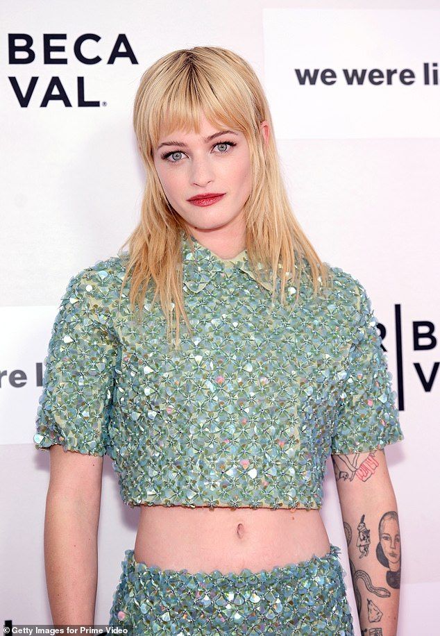 The actress, 23, who plays Mirren Sinclair in the Prime Video series, wore a green sequinned crop top for the event