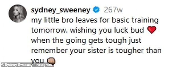 In 2020, he began military training for the United States Air Force, with Sydney showing her support at the time on Instagram with a slew of throwback photos of the pair as kids