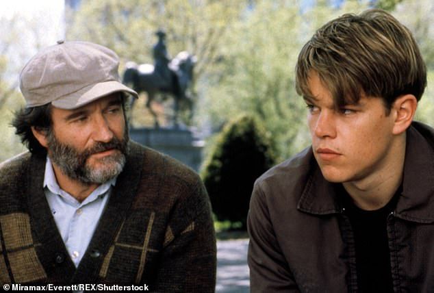 The film ended up winning Oscars for Damon and Affleck's screenplay and for costar Robin Williams (L)