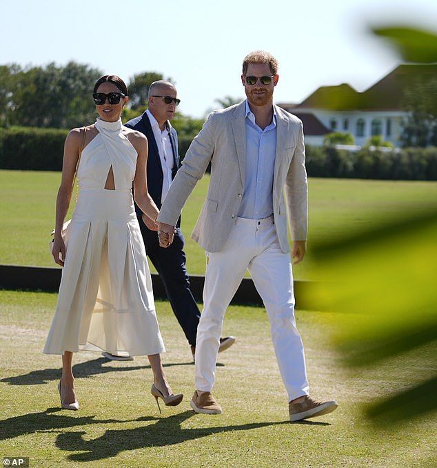Harry and Meghan at the Sentebale charity polo match.It was claimed the polo event was gatecrashed by the former Suits star with Serena Williams and a Netflix crew in tow