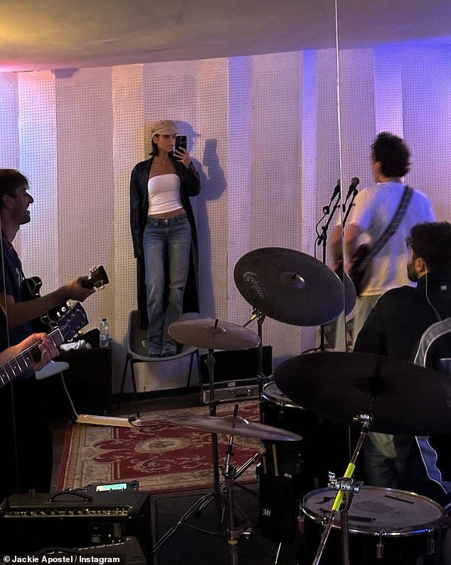 Jackie, who is of Brazilian and German descent, appears to be working on new music in London and was seen practising with her band
