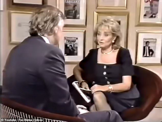 'Barbara watched Diane wearily because she was really in the same altitude as Barbara,' one source admitted. The two would regularly compete for interviews. Walters -kicked off her career in the 1960s on the Today show - is seen interviewing Donald Trump 