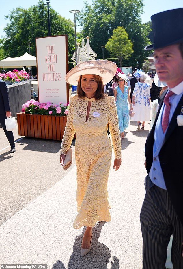 Carole Middleton on day two of Royal Ascot at Ascot Racecourse in Berkshire this afternoon