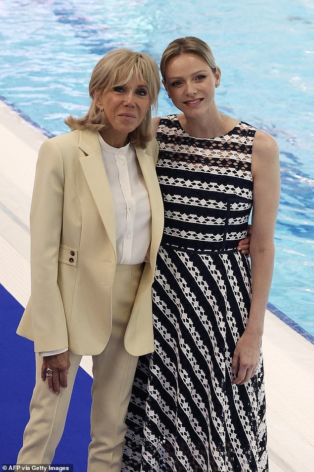 Charlene andBrigitte Macron have allegedly forged a warm bond over having difficult relationships with their spouses, according to the Mail's Alison Boshoff (pictured at the start of June)