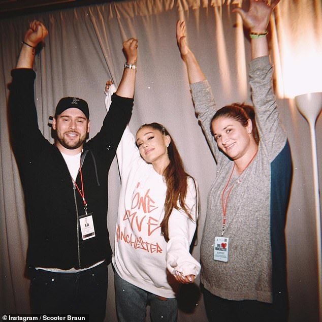 Braun was once best known as the manager for major artists  including Justin, Ariana Grande (pictured) and Kanye West  before he announced last year that he was retiring from managing