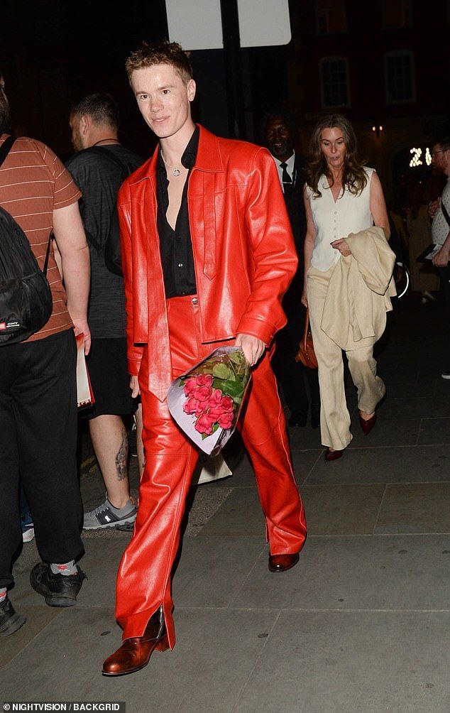 Edvin Ryding stood out from the crowd in a bright red ensemble