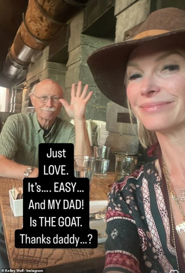 She also shared a snap with her father at lunch