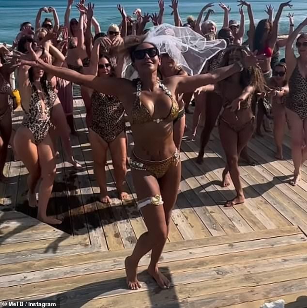 Mel B Shines in Leopard Print Bikinis for Star-Studded Bachelorette Bash!