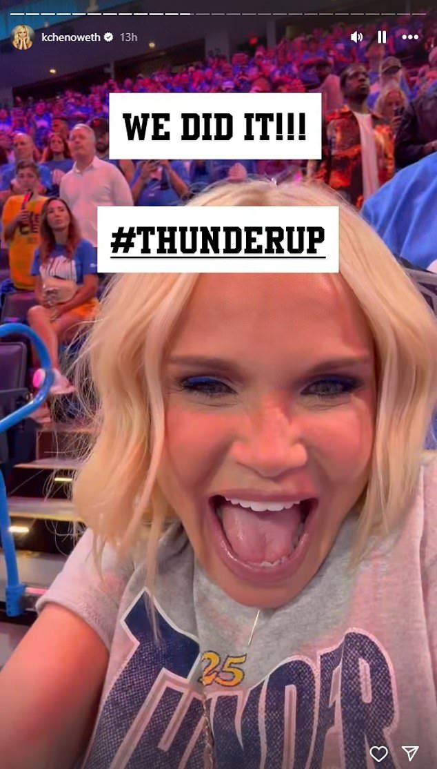However, she didn't seem to affected by the backlash as she celebrated the Thunder's win