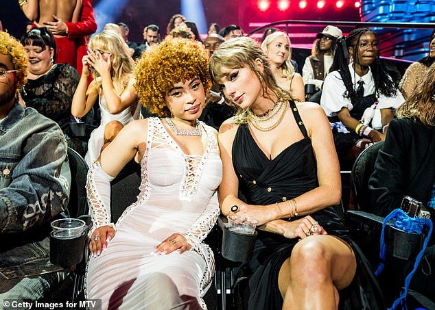 Taylor Swift's close friend Ice Spice has shared insight into the pop star's relationship with Travis Kelce; the pair pictured in 2023