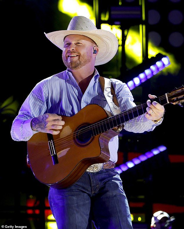 Cody Johnson (pictured in Nashville earlier this month) halted his recent concert after a scuffle happened in the crowd when he performed a patriotic song