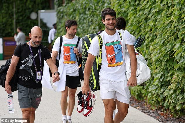 The Spaniard is ramping up his preparation for Wimbledon - which begins in just a couple of days - after a miraculous victory at the French Open earlier this month