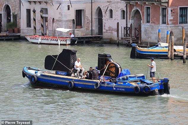 Two grand pianos were spotted arrive to the destination bygondola earlier this week