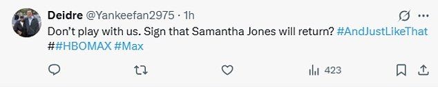 Fans quickly went into meltdown at a potential Samantha return and even branded the network 'desperate' for the move with one writing: 'Shes needed to save the show'