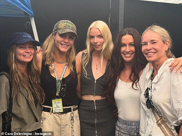 Cara also shared clips of her envious spot on stage while Alanis performed, later performing for snaps with the singer and Anya Taylor-Joy