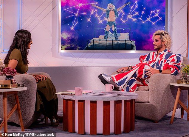 Frankie rocked a Union Jack denim jacket and matching trousers, along with oversized sunglasses for his time on the show