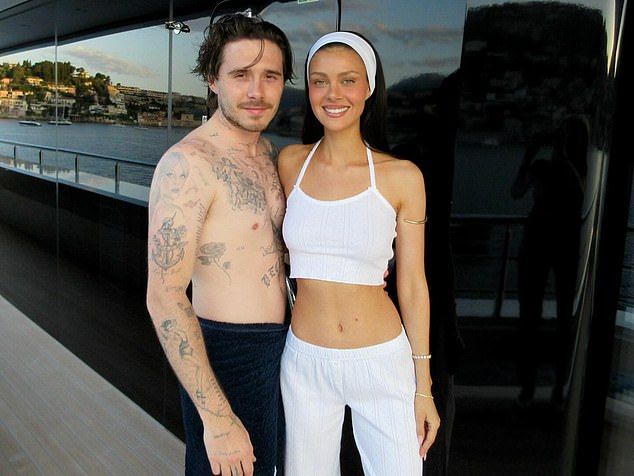 It is feared the widening rift between David and Victoria and their eldest son Brooklyn may cast a long shadow over Harper's birthday celebrations (Brooklyn pictured with wife Nicola Peltz)