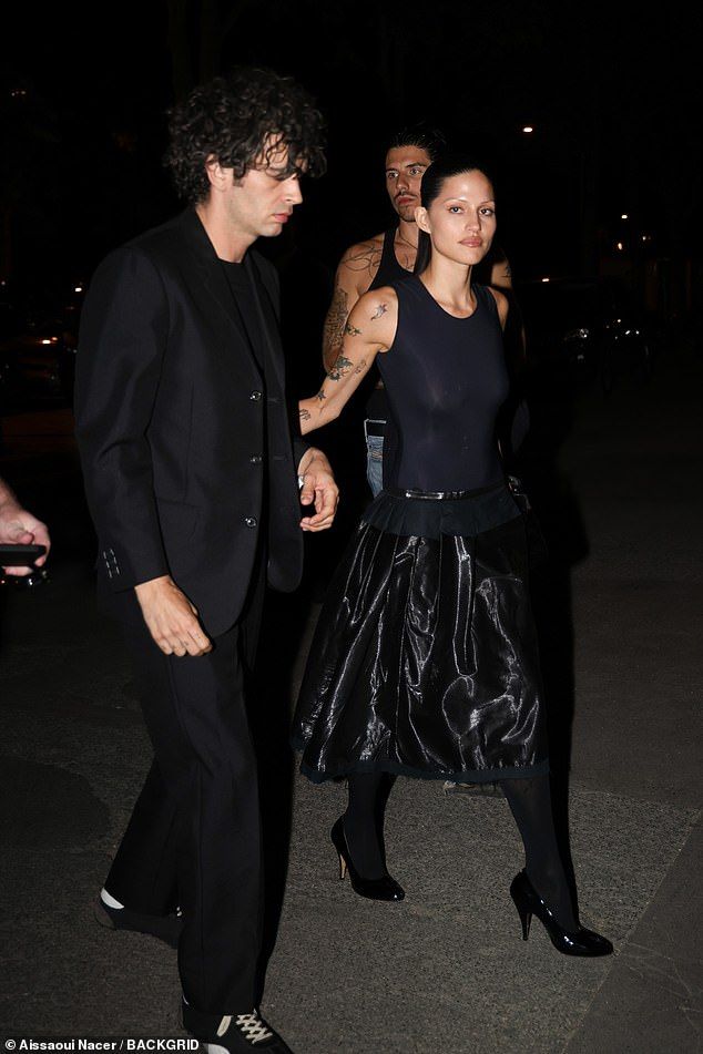Matty Healy enjoyed a romantic night out with his fiance Gabbriette Bechtel as they joined Naomi Campbell for a birthday bash in Paris on Wednesday