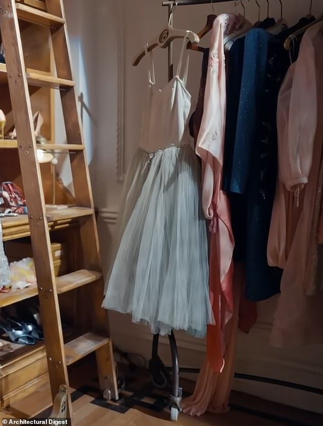 Casually hanging on a rolling rack was Bradshaw's repurposed ballet costume that she wore in the 2004 powerful, Sex and the City series finale titled: 'An American Girl in Paris - Part Deux'