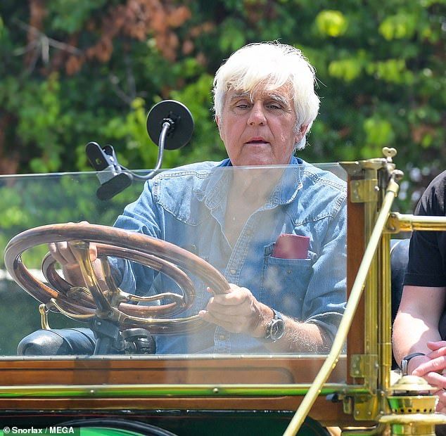 Jay Leno looked unusually frail when he was spotted taking a joy ride in his vintage 1910 Model O-O White Steam Car on Monday. The 75-year-old former Tonight Show host appeared thinner than he has in recent years