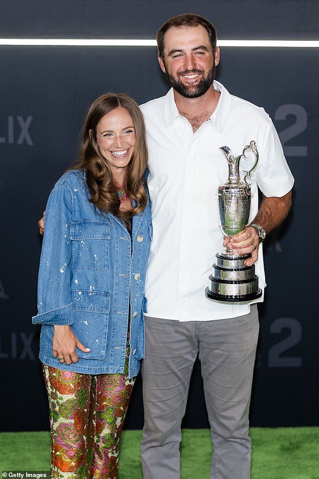 Scottie Scheffler also attended the event with his wife, Meredith - and his trophy from The Open