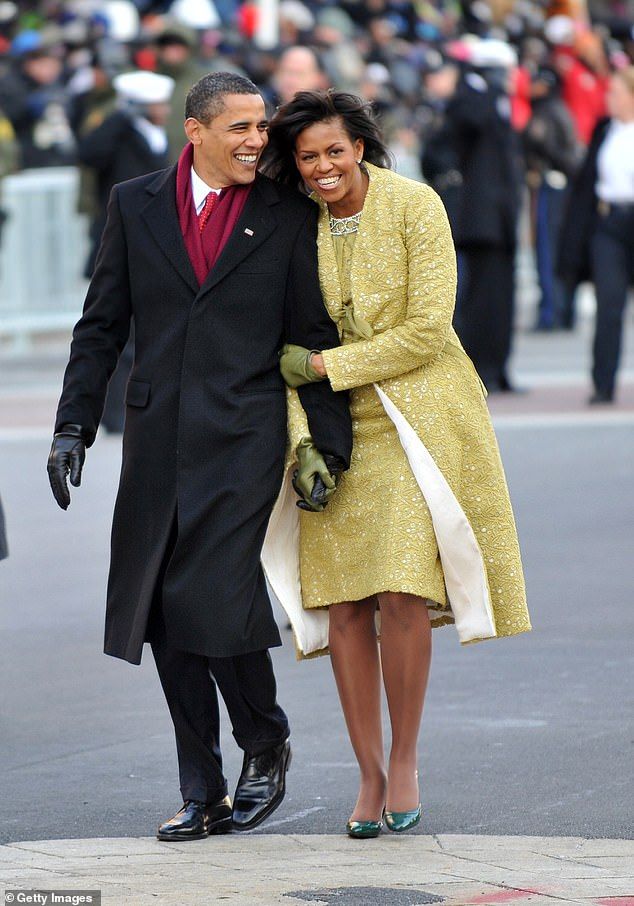 The former first lady, who has been outspoken about her support for her husband's career now - admitted there was a time she questioned his ambitious goals. The Obama's pictured at theInaugural Parade in 2009