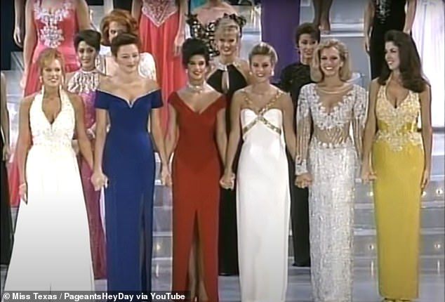 Schiermeyer's mom is seen above (second from right) in the 1994 Miss Texas final