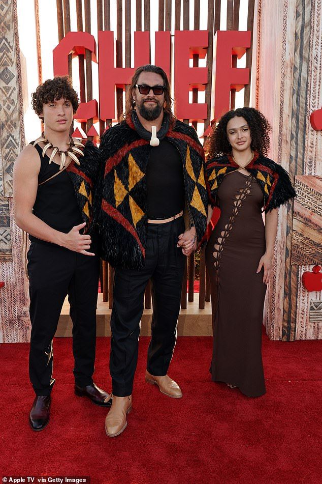 Jason Momoa has insisted that his son Nakoa-Wolf isn't a nepo baby as he discussed his big Hollywood debut (Jason is pictured with his son and daughter Lola Iolani, 18)