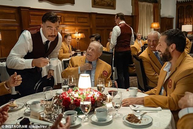 The Chiefs star and Jack Nicklaus (center) are just two athletes to make a cameo in the film