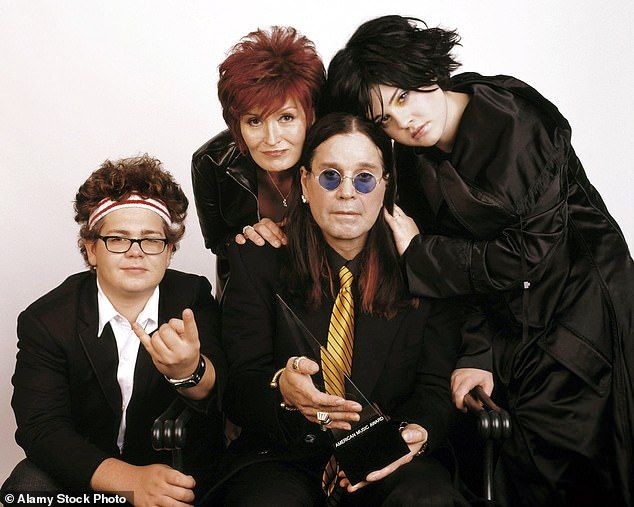 L-R:Jack Osbourne, Sharon Osbourne, Ozzy Osbourne and Kelly Osbourne in 2003 at the height of their reality TV fame in fly-on-the-wall MTV show The Osbournes