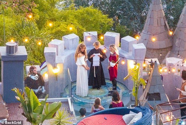 The nuptials appeared to be held at the 3,800-square-foot, five-bedroom Mulholland Castle