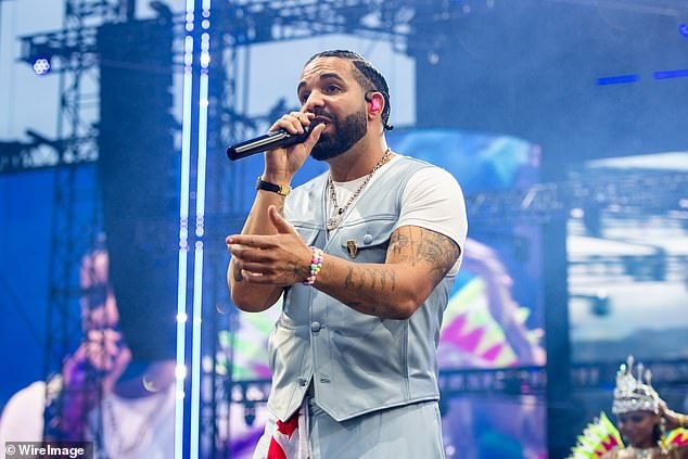 Drake, 38, has cancelled his live gig at Manchester's Co-op Live arena due to 'travel logistics and unforeseen ferry schedule' (pictured at Wireless Festival)