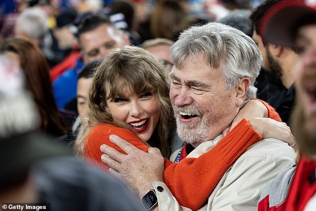 Ed pictured celebrating with Taylor Swift when the Chiefs made the Super Bowl earlier this year