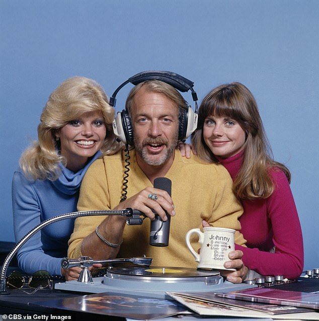 The CBS comedy WKRP in Cincinnati, featuring (L-R) Anderson; the late Howard Hesseman; and Jan Smithers