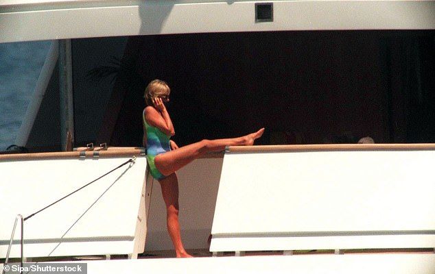 Diana aboard Mohammed al Fayed's yacht in Saint Tropez