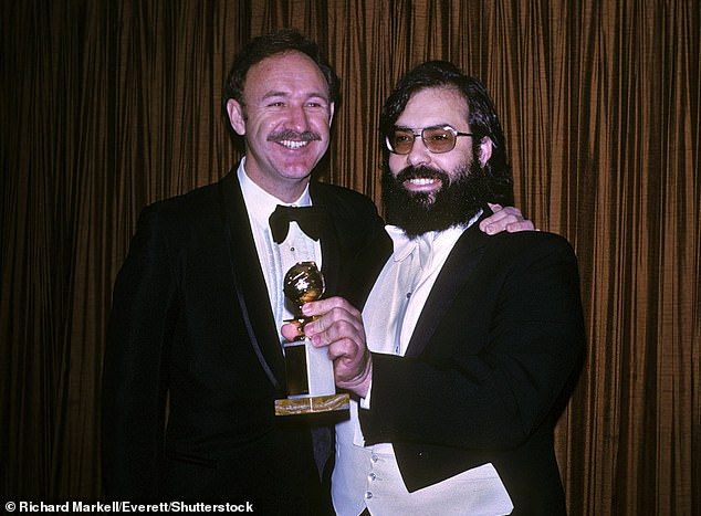 Gene Hackman and Francis Ford Coppola at the 30th Golden Globe Awards on January 28, 1973