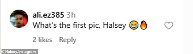 Instagram user @ali.ez385 posted crying laughing and fire emojis and wrote: 'What's the first pic, Halsey?'