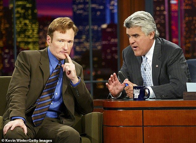 Many comics still don't forgive Leno for refusing to retire from late-night after reluctantly handing over The Tonight Show to successor Conan O'Brien (L, pictured in 2003) in 2009, which lasted seven months before NBC gave the gig right back to Leno